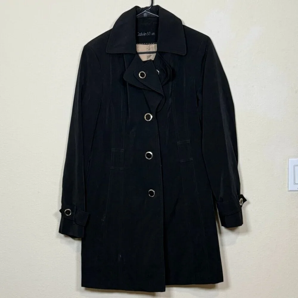 Calvin Klein trench coat jacket Sz M WOMEN USA - Picture 1 of 8